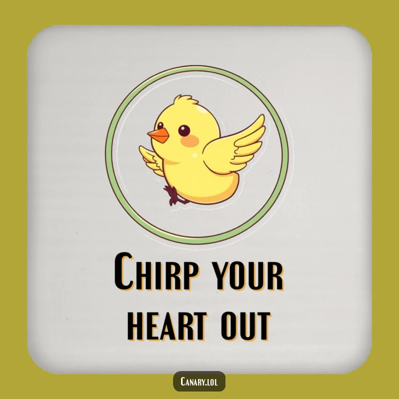 Funny Canary Loop Coaster: Protect Surfaces, Cheerful Bird Art, Unique Funny Gift