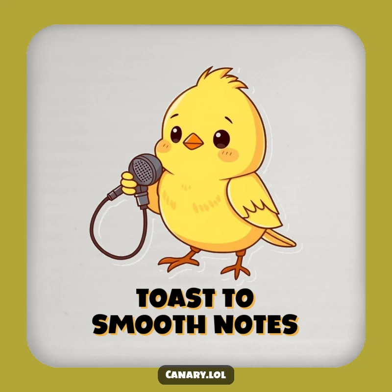 Funny Canary Mic Coaster: Protect Surfaces with Humorous Performer Art