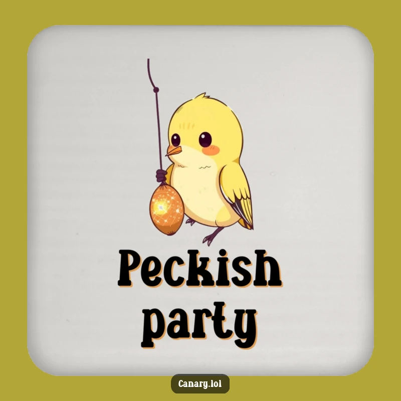 Funny Curious Canary Coaster: Protect Your Table with a Seed-Focused Bird