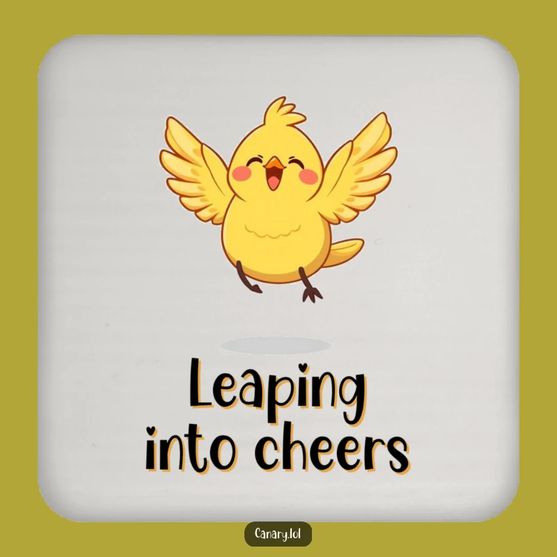Funny Joyful Leap Canary Bird Coaster: Sip with Freedom
