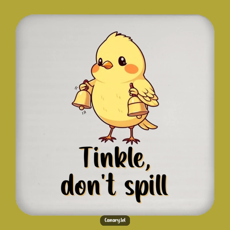 Funny Shy Canary Bird Coaster - Protect Surfaces, Bell Offering, Perfect Gift Set
