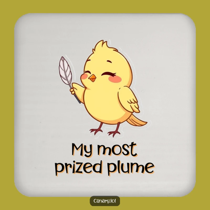 Funny Canary Winking Coaster - Protect Surfaces with Feather Charm