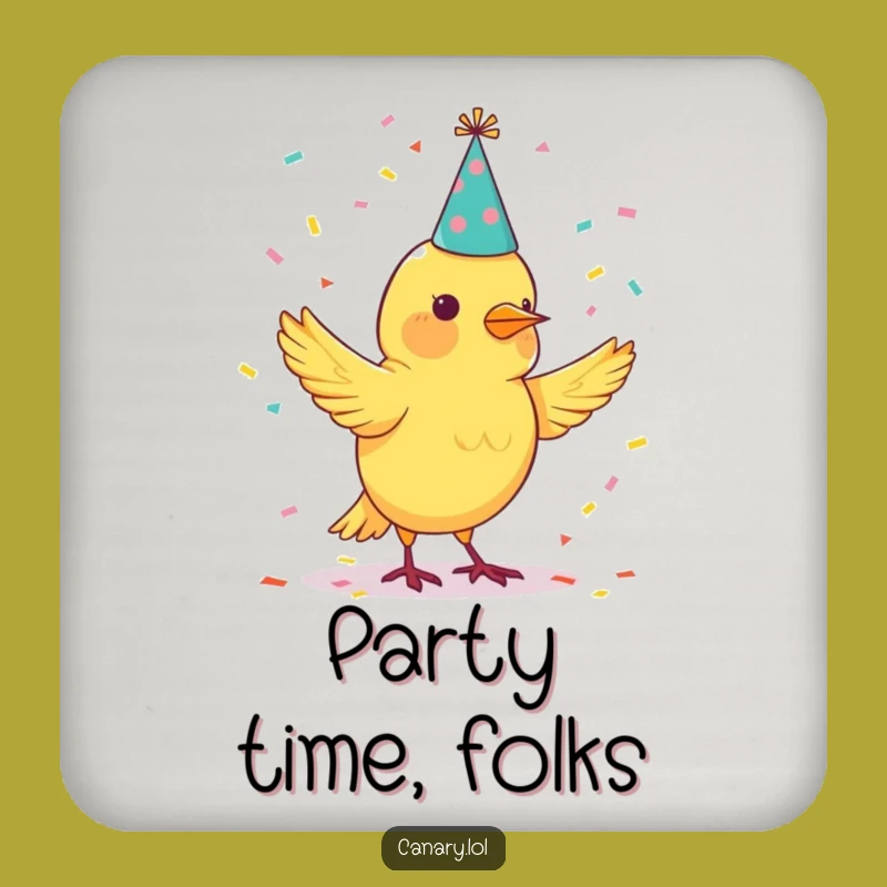 Funny Canary Confetti Coaster - Party Table Decor Gift!