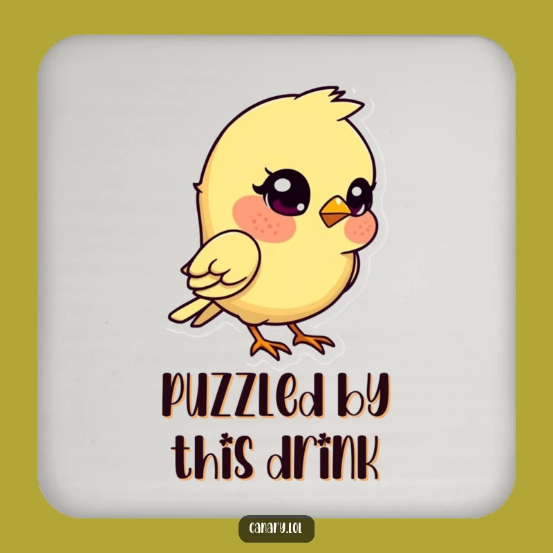 Funny Kawaii Canary Coaster: Quizzical Bird Protection for Surfaces!