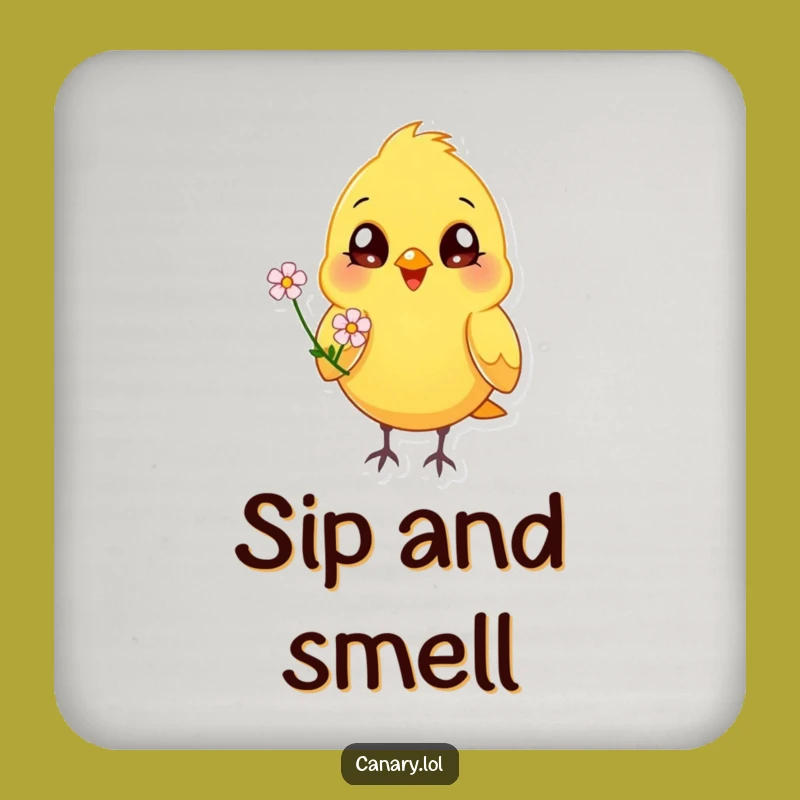 Funny Happy Canary Flower Coaster: Cheerful Protection for Drinks, Cute Bird Accessory