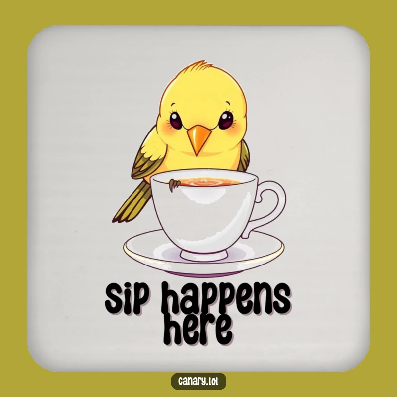Funny Canary Bird Teacup Coaster - Protect Surfaces with Funny Elegance