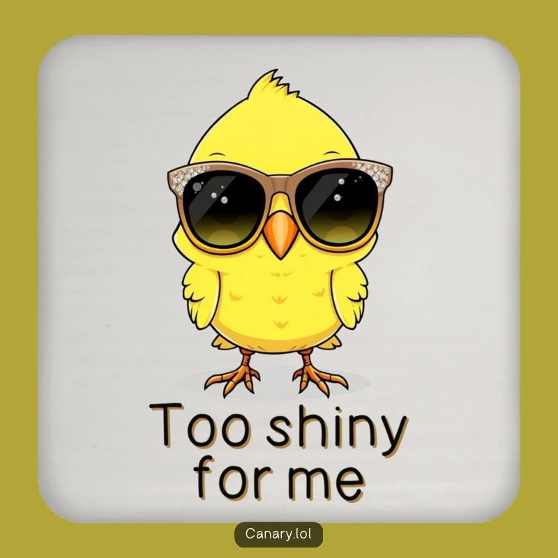 Funny Canary Bird Coaster - Protect Surfaces with Sparkly Sunglasses Style