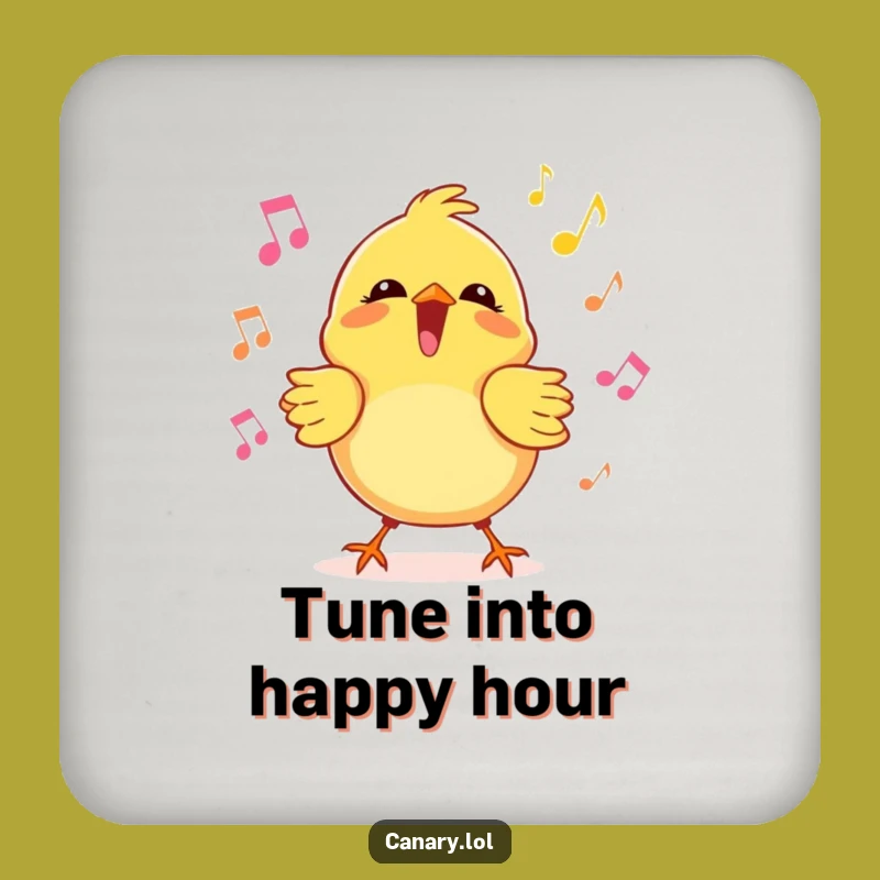Funny Kawaii Canary Coaster, Joyful Singer Design, Hilarious Table Protection