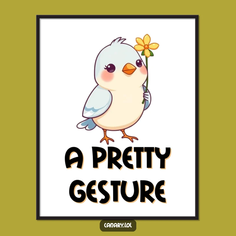 Funny Bird Flower Art Poster - Sweet Beak Blossom Wall Decor