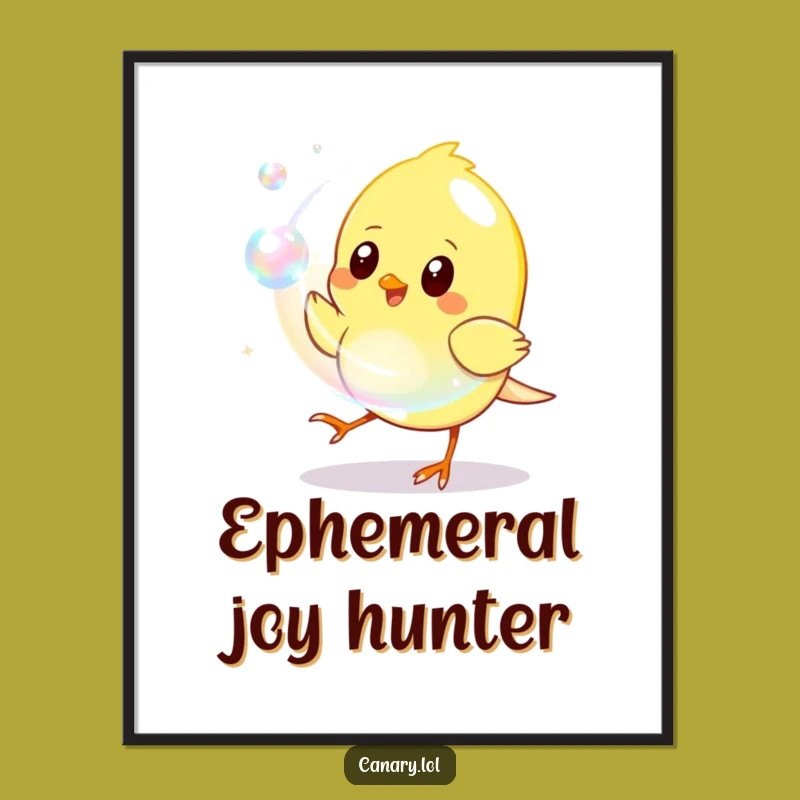 Funny Canary Bubble Art Poster: Playful Bird Decor, Iridescent Gift