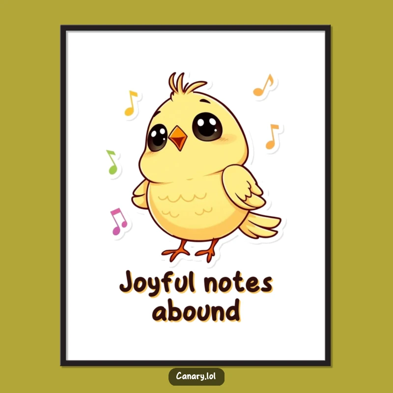 Funny Canary Singing Poster: Cheerful Tiny Bird Wall Art