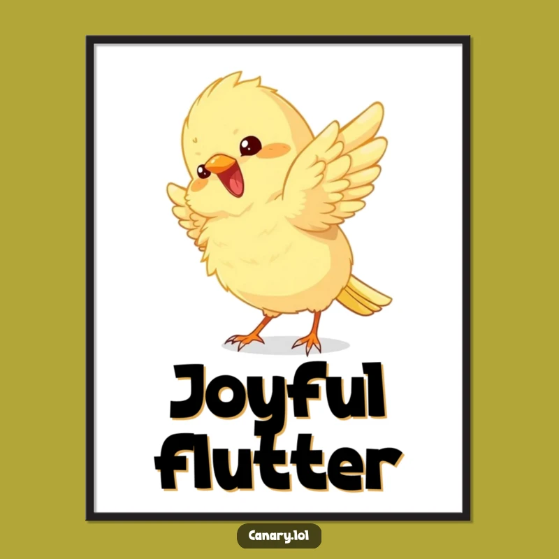 Funny Fluffy Canary Poster: Excitement Wings Art for a Cheerful Room