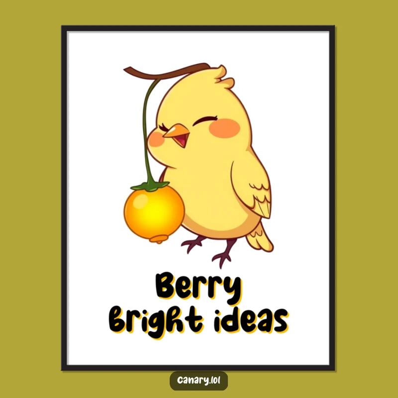 Funny Mischievous Canary Bird Glowing Berry Poster - Quirky Funny Wall Art