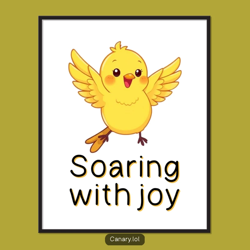 Funny Kawaii Canary Poster: Playful Fluttering Bird Art for Energetic Decor!