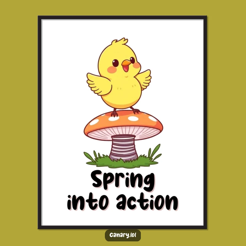 Funny Canary Mushroom Poster - Whimsical Wall Art for Happy Spaces!