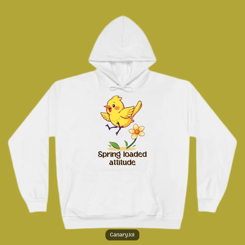 Cozy Funny Energetic Canary Hoodie - Warm Bounce Bird Sweatshirt