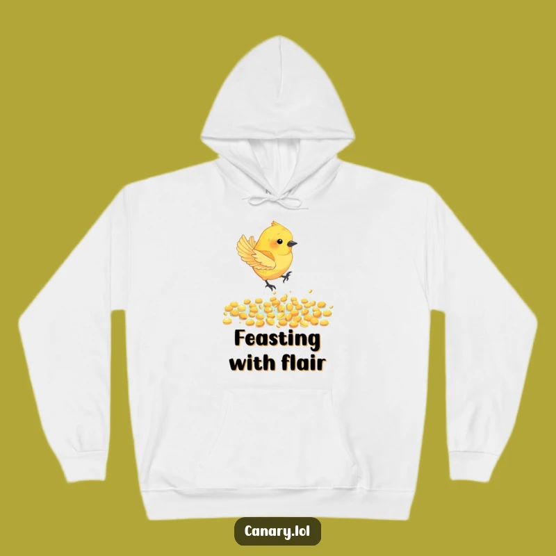 Funny Canary Bird Seed Dive Hoodie - Cozy Comfort, Golden Feast, Ideal Humorous Gift