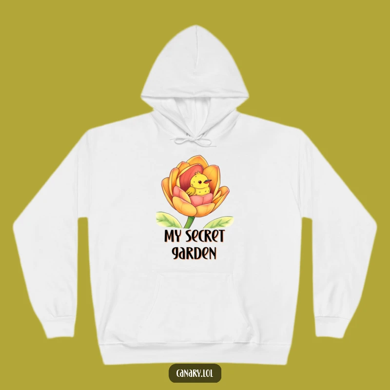 Funny Peek-a-Boo Canary Hoodie: Cozy Bird Flower Apparel Gift
