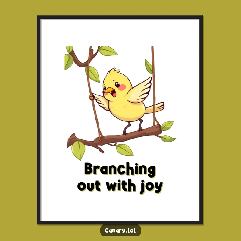 Free Printable Wall Art: Kawaii Canary Hopping, Adorable Downloadable Art for Your Space