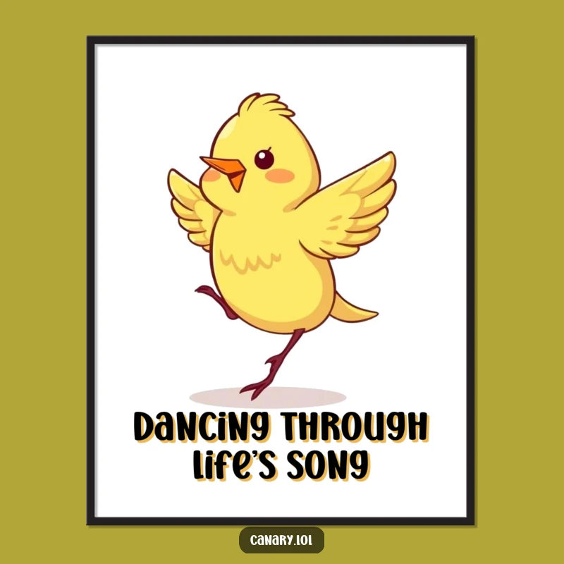 Free Printable Wall Art: Energetic Canary Happy Dance Funny Downloadable Decor