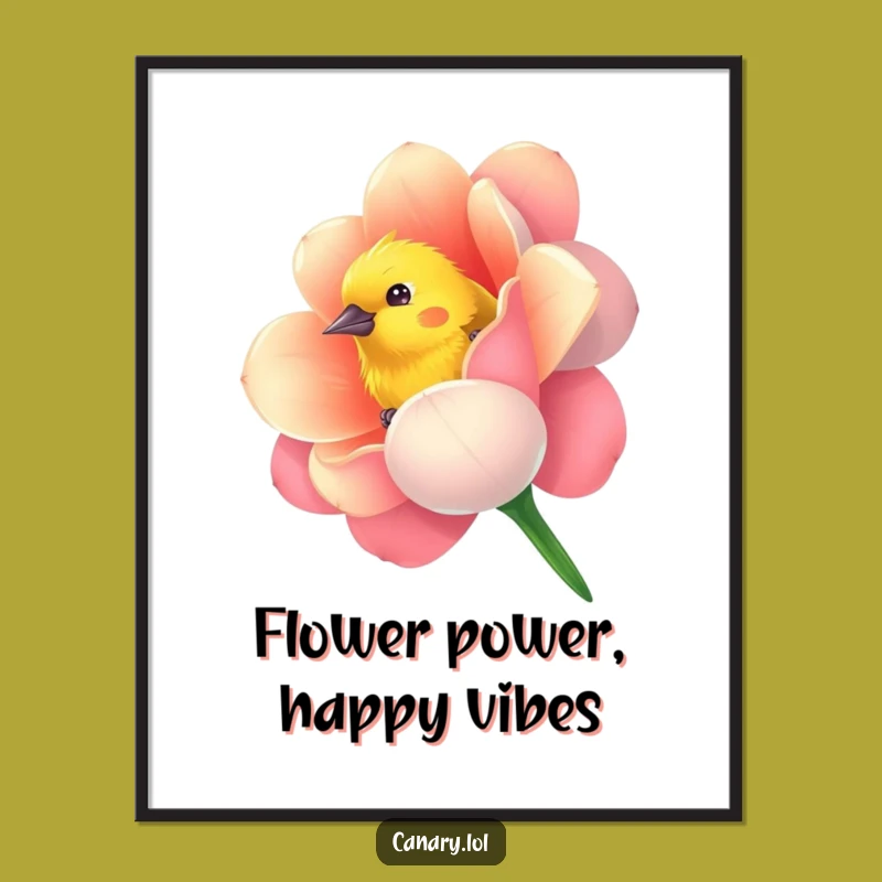 Free Printable Funny Wall Art: Flower Canary Peek - Whimsical Home Decor Download