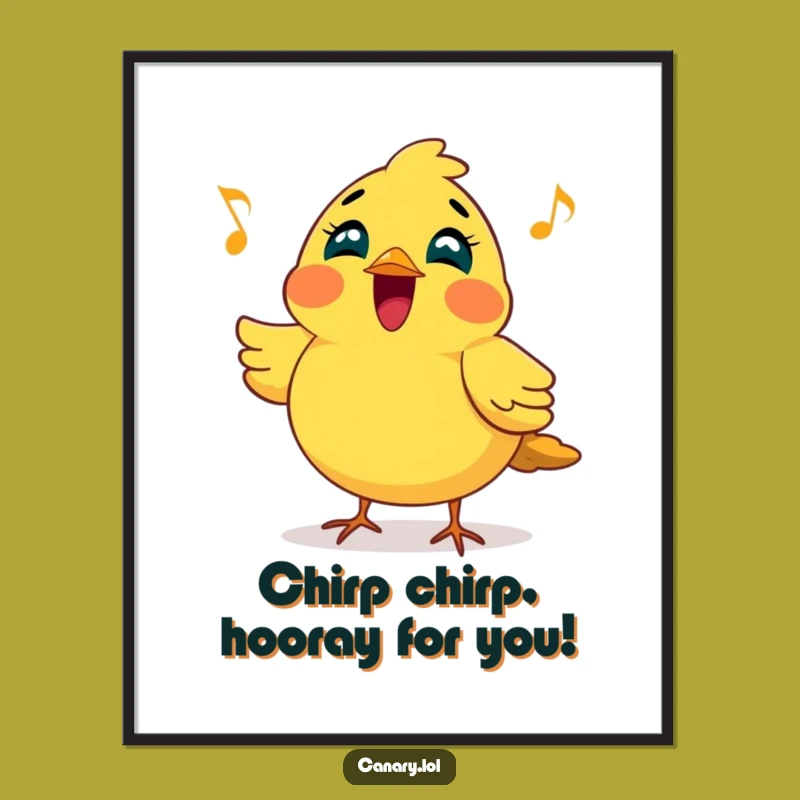 Free Printable Funny Wall Art: Singing Canary - Cheerful Home Decor Download
