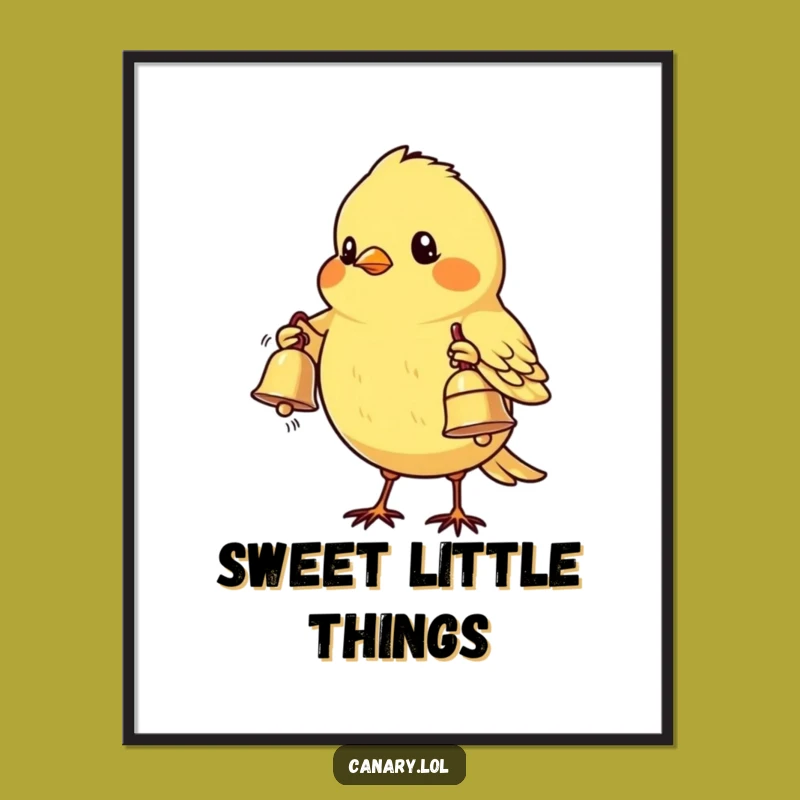 Free Printable Shy Canary Bell Art: Funny Downloadable Decor