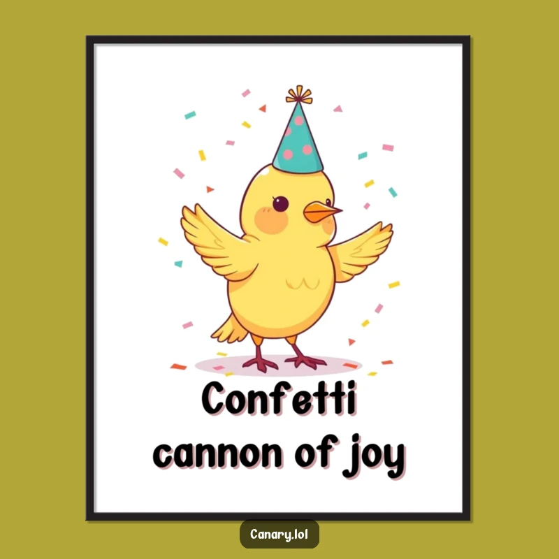Free Printable Wall Art: Canary Juggling Confetti, Humorous Downloadable Decor