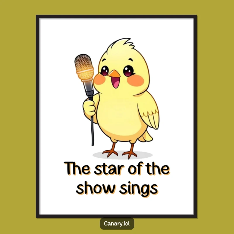 Free Printable Wall Art: Canary Singing Star, Humorous Downloadable Decor