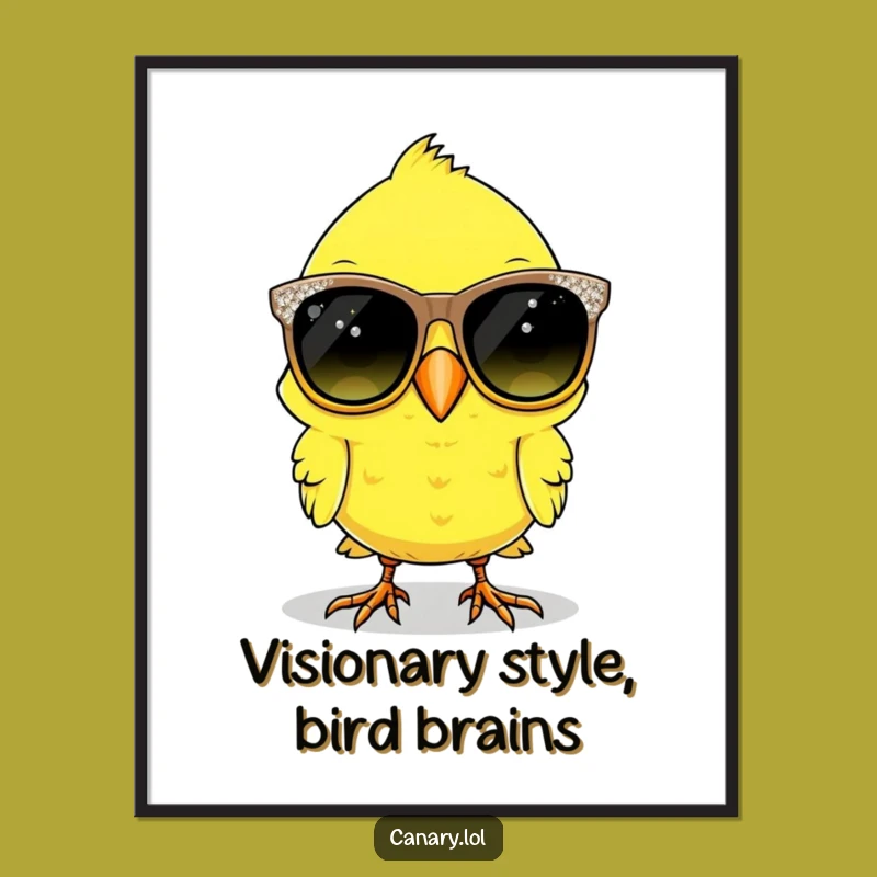 Free Printable Wall Art: Comical Canary Bird in Oversized Sparkly Sunglasses