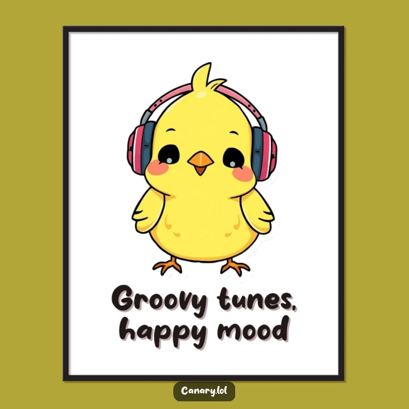 Free Printable Wall Art: Funny Canary with Headphones - Quirky Downloadable Art