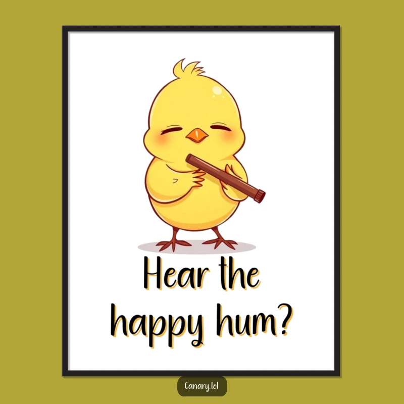 Free Printable Wall Art: Happy Canary Flutist, Funny Downloadable Art for Serenity