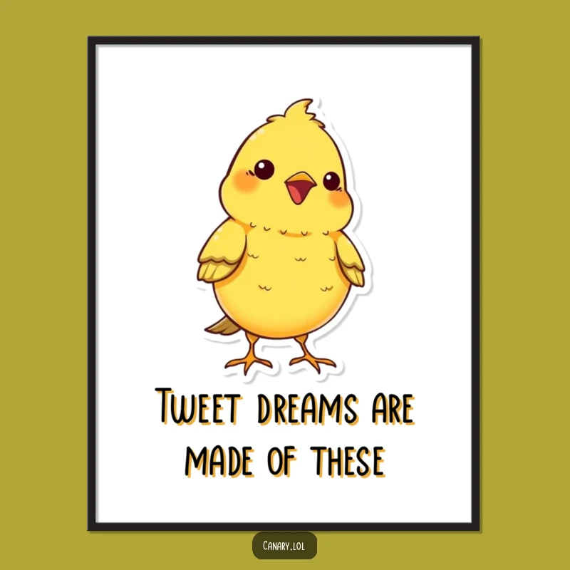 Free Printable Wall Art: Kawaii Canary Chirping Cheerful Vibes Home Decor