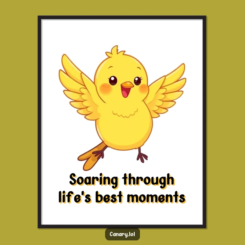 Free Printable Wall Art: Kawaii Canary Fluttering with Playful Energy Decor