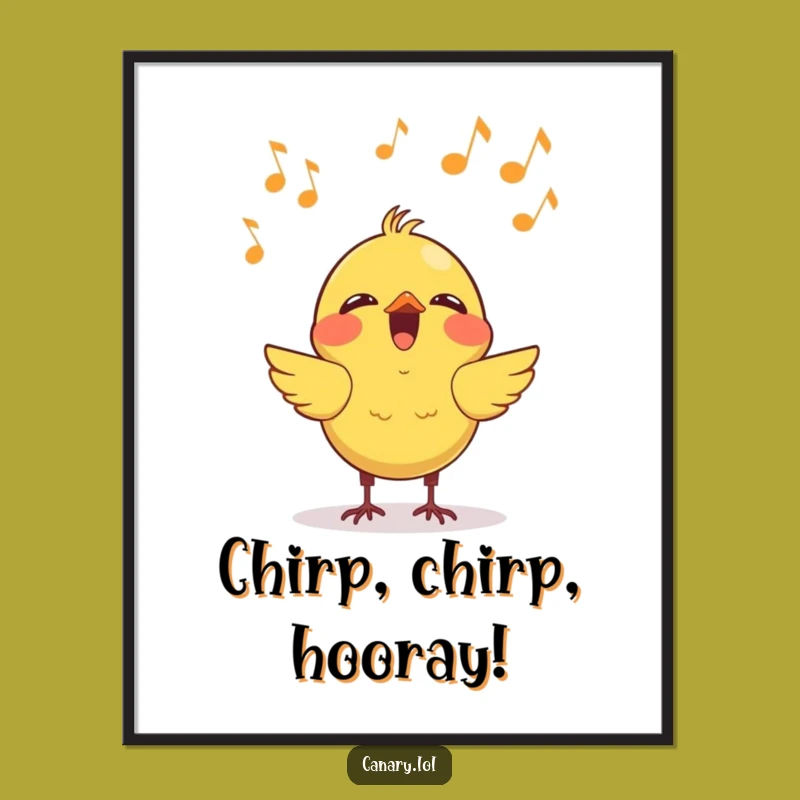 Free Printable Wall Art: Kawaii Canary Singing - Funny Downloadable Decor