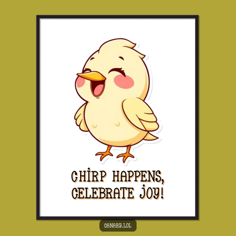 Free Printable Wall Art: Kawaii Canary Singing High Note Funny Downloadable Art