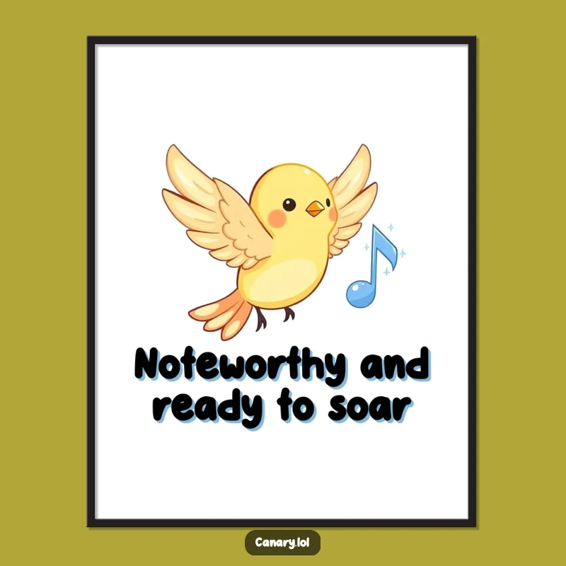 Funny Free Printable Wall Art: Canary Singing Music Note - Downloadable Quirky Decor