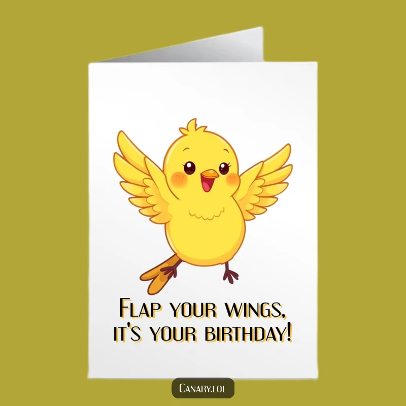 Free Printable Birthday Card: Kawaii Canary Flutters Happy Birthday Wishes!