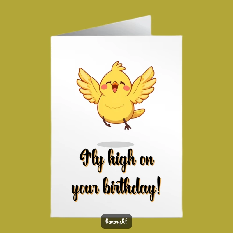 Leap into Fun Free Printable Birthday Card: Cheerful Canary's Joyful Jump
