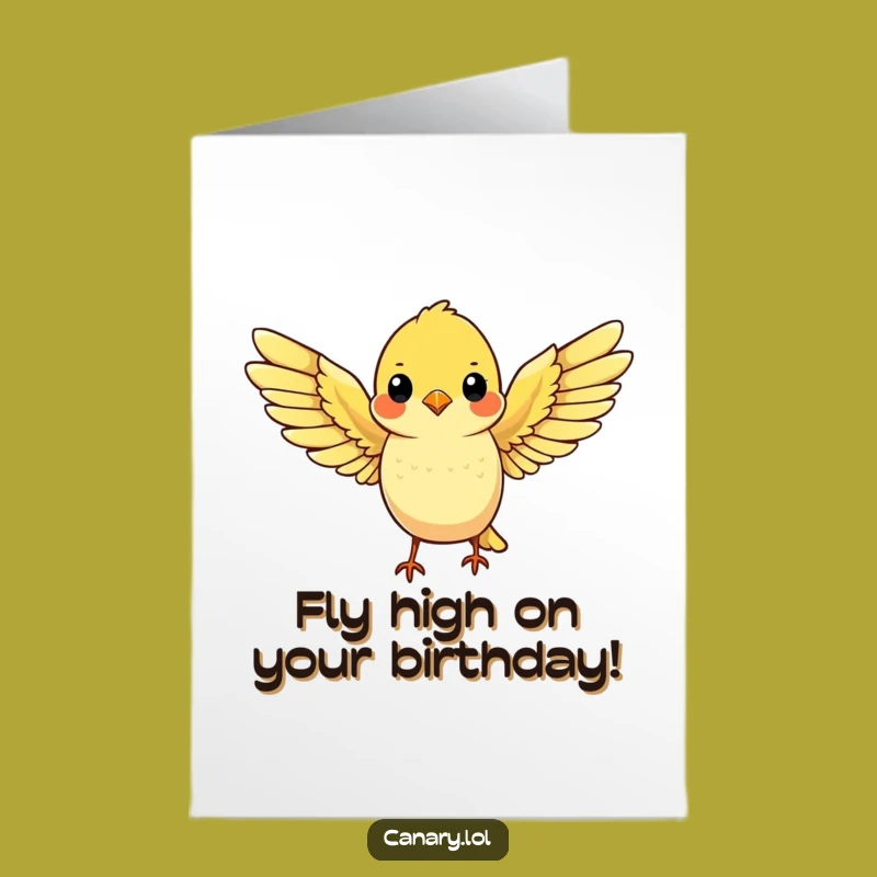 Free Printable Birthday Card: Flying Canary, Uplifting Downloadable Gift