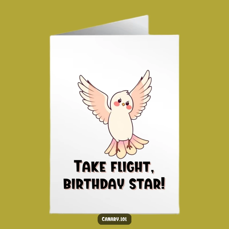 Free Printable Birthday Card: Funny Bird Pirouette Dance - Downloadable Greeting