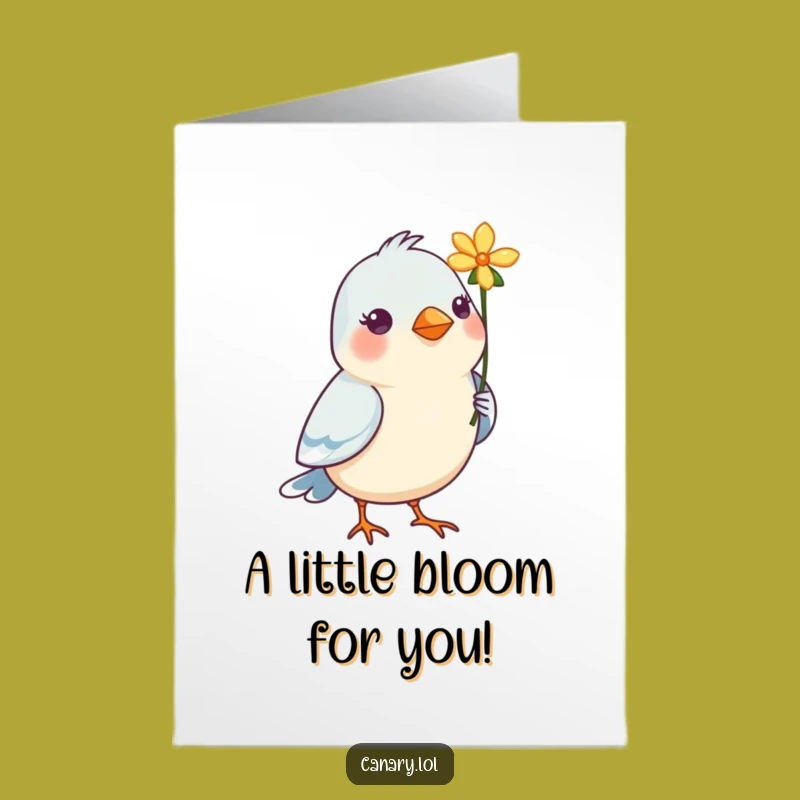 Free Printable Birthday Card: Sweet Birdie with Flower Instant Download Thoughtful Gift