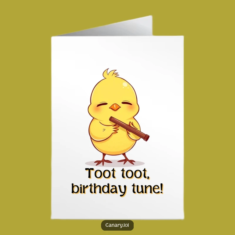 Free Printable Happy Birthday Card: Happy Canary Flutist for a Sweet Funny Gift
