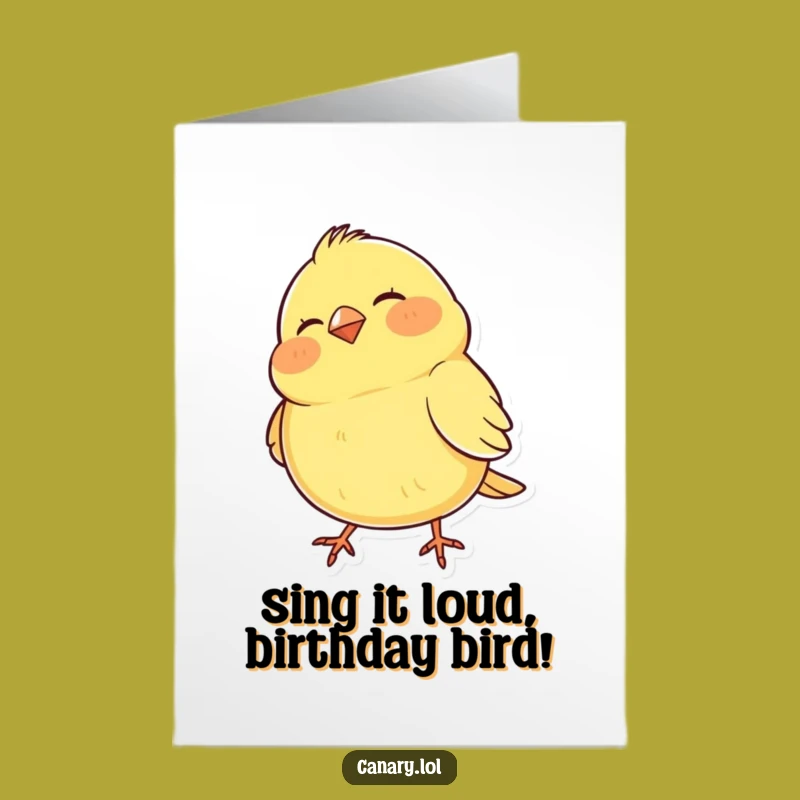 Free Printable Birthday Card: Funny Bobbing Canary, Perfect Downloadable Humorous Gift