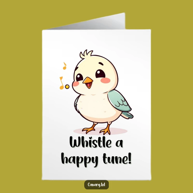 Free Printable Birthday Card: Jaunty Bird Whistles - Funny Downloadable Gift for Fun