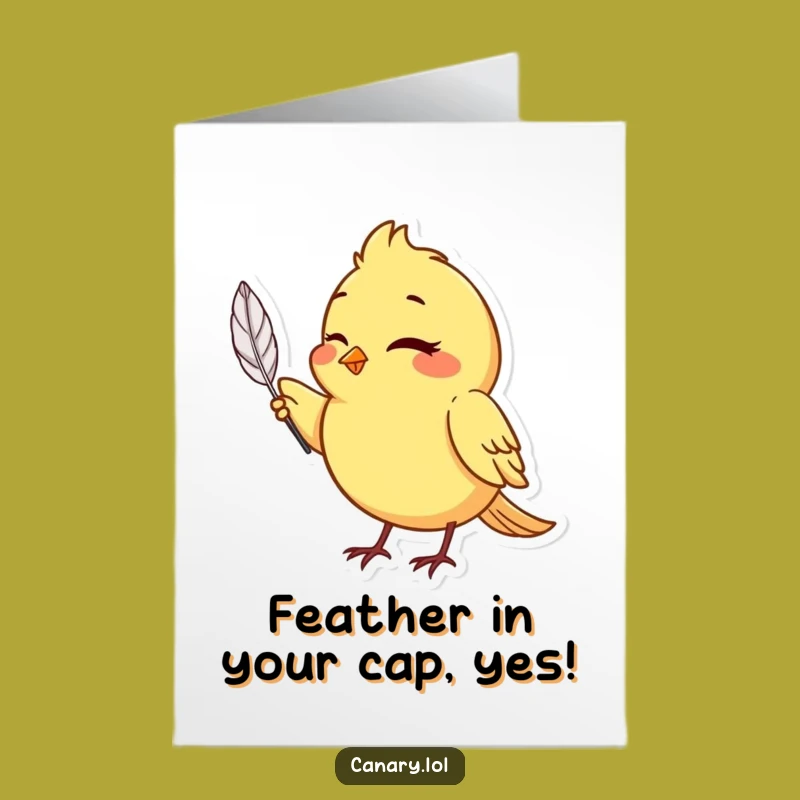 Free Printable Congrats Card: Winking Canary's Lucky Feather for You