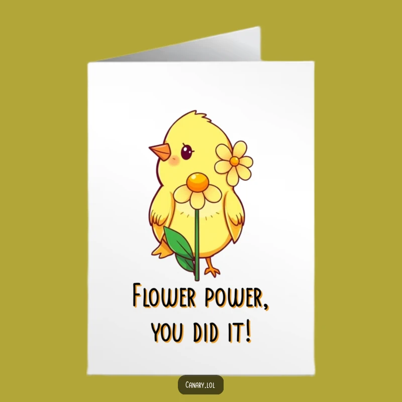 Free Printable Congrats Card: Canary's Flower Gift for a Funny, Downloadable Surprise