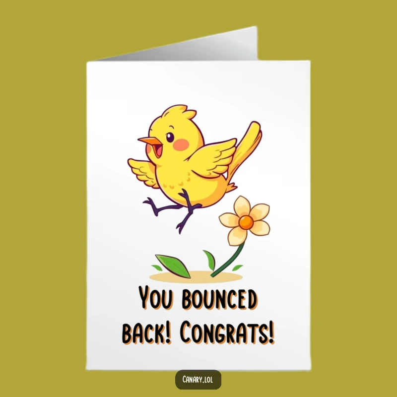 Free Printable Congrats Card: Bouncing Canary Celebration, Hilarious Downloadable Gift