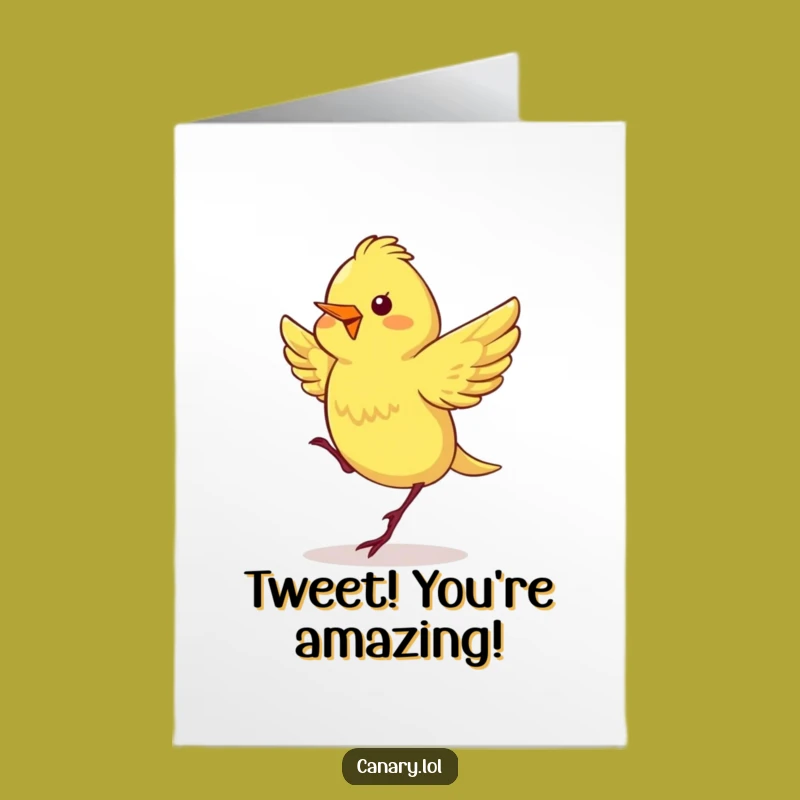 Free Printable Congrats Card: Elated Canary's Celebration Dance Funny Downloadable Gift