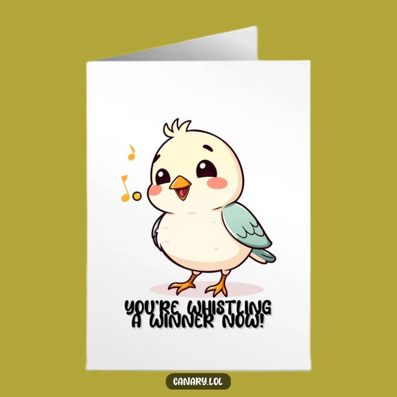 Free Printable Congrats Card: Jaunty Bird Whistles - Celebrate Success with a Smile